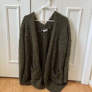 Two dark green cardigans one large one XXL